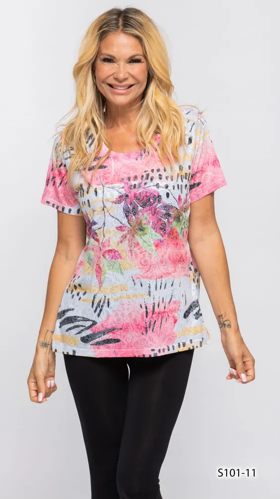 Multicolor flower print t-shirt (Print 11