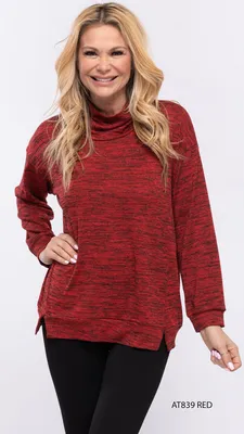 Red-Black Turtle Neck Top