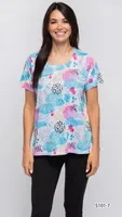 White / Pink Blue Blend sequin detail Top (Print 7)