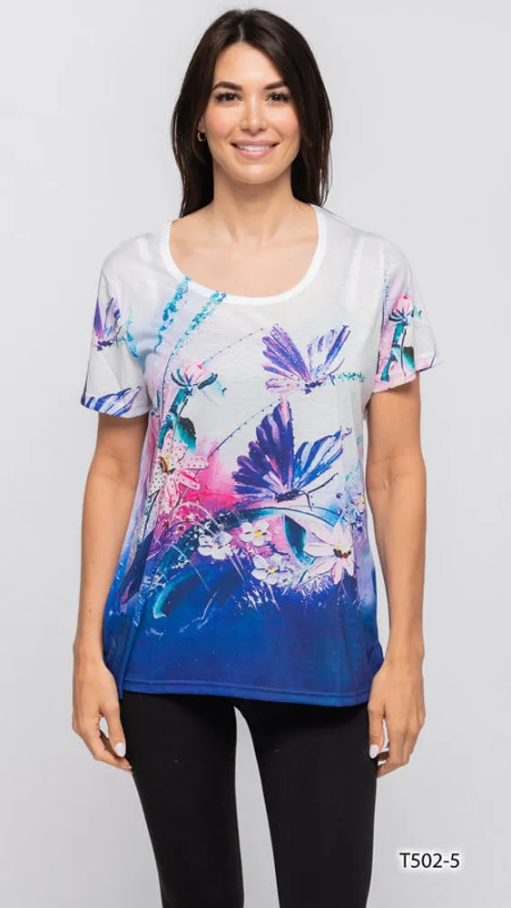 Purple Butterfly print sequin detail top (PRINT 5