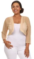 SHORT, BEIGE ,SHEER PLAIN CARDIGAN/COVERUP