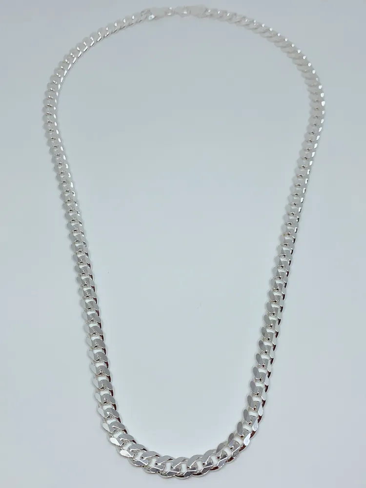 Cuban design sterling silver chain