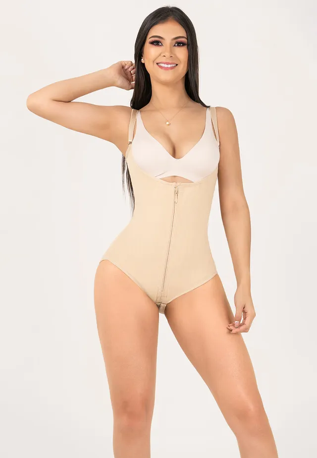 Braless full body above knee faja with hook closure - Contour Fajas