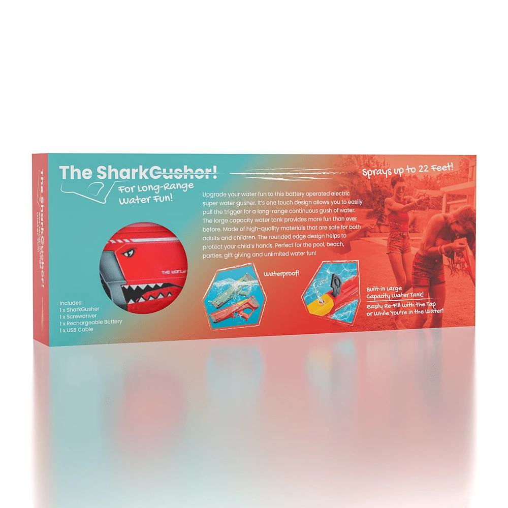The SharkGusher: Shark Electric Water Gun | Red or Teal