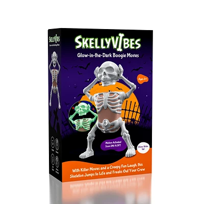 SkellyVibes Glow-In-The-Dark Dancing Skeleton - Lights Up & Laughs!