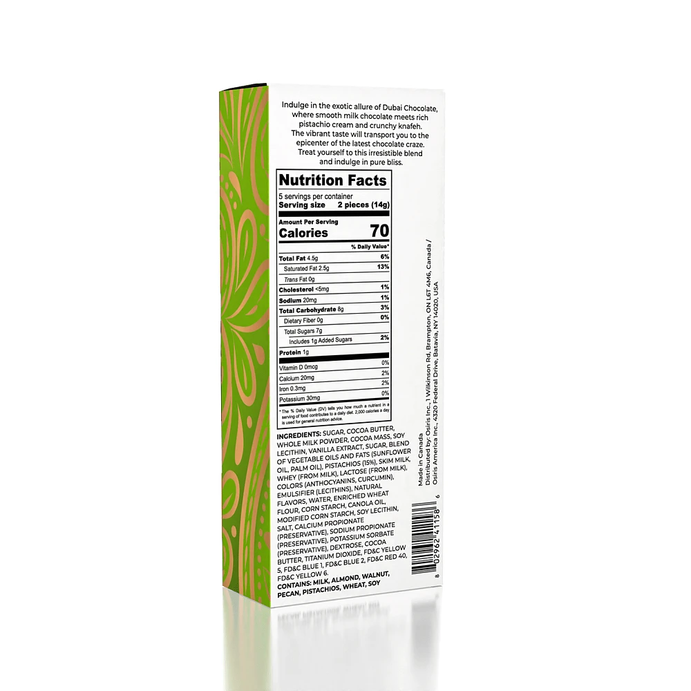 Dubai Chocolate Bar Pistachio by Oasis Treasures
