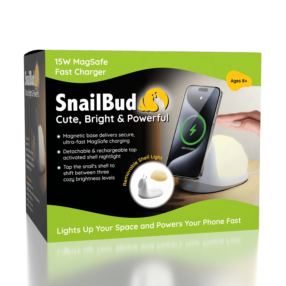 SnailBud Magnetic Phone Charger w/ Removable Snail Shell Light