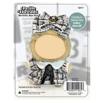 Outfit: Black Tweed Dress & Bow for Dolls - Petite Threads