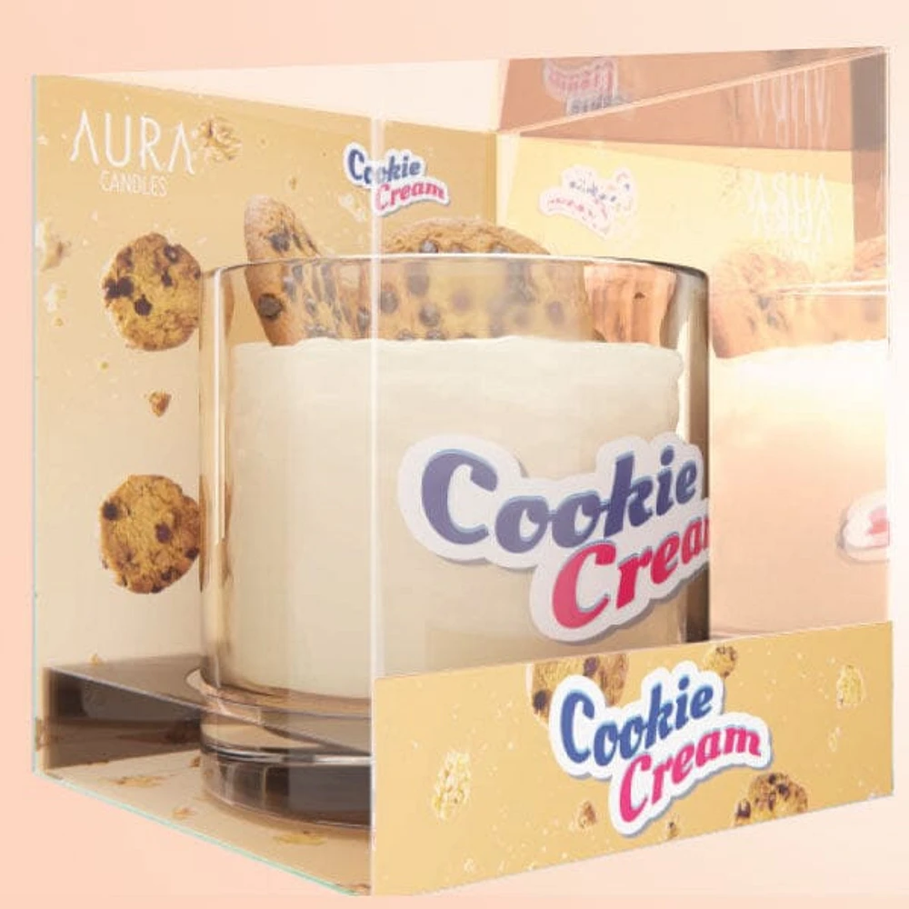Aura Candles: Cookies & Milk Scented Novelty Candle (14oz)