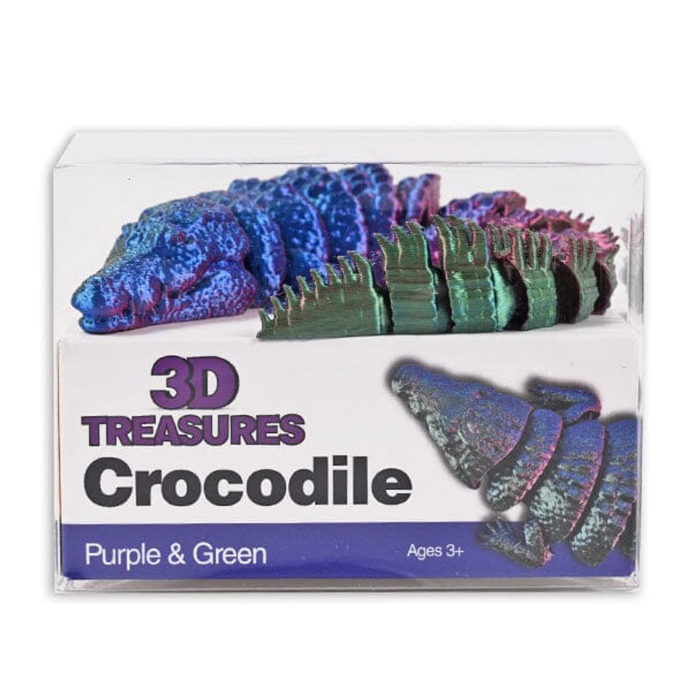 3D Treasures 3D-Printed Articulated Crocodile Fidget Toy (Multiple Colors)