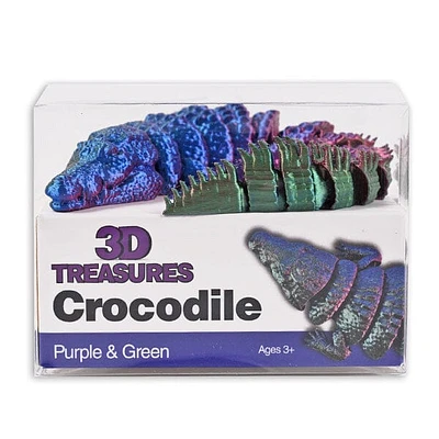 3D Treasures 3D-Printed Articulated Crocodile Fidget Toy (Multiple Colors)