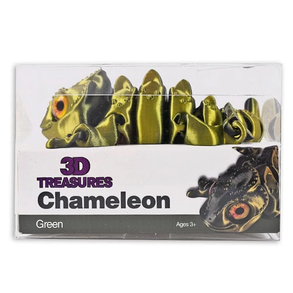 3D Treasures 3D-Printed Articulated Chameleon Fidget Toy (Multiple Colors)