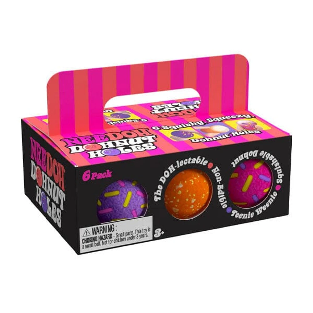 Nee Doh Teenie Dohnut Holes Squishy Fidget Stress Ball Toys (6pc) Assorted Colors