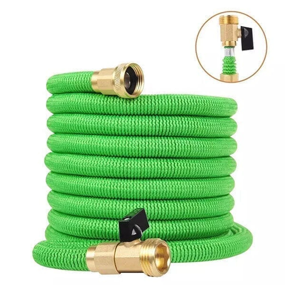 GRO-Hose GREEN 75ft Expandable Hose With Sprayer Nozzle & Brass Valve