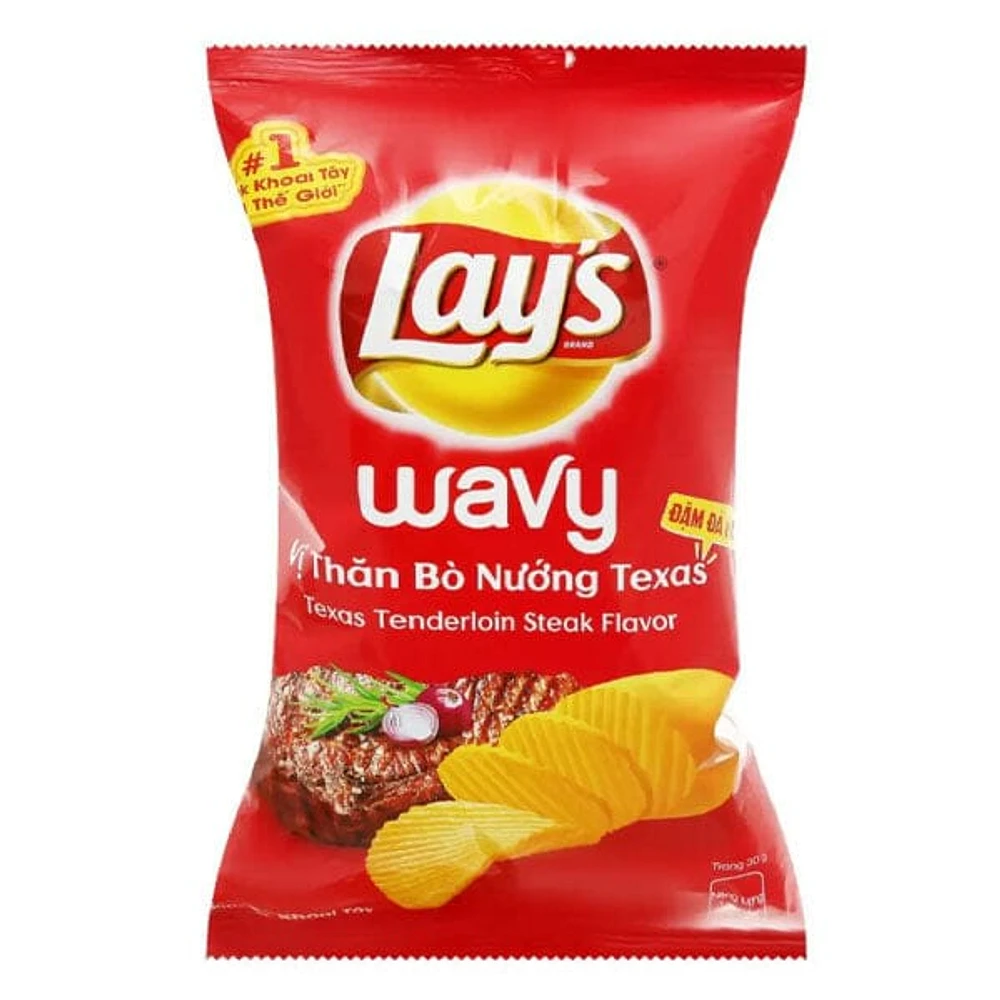 Lay's Wavy Texas Tenderloin Steak Flavor Potato Chips (90g) Limited Edition Import From Vietnam