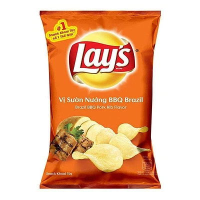 Lay's Brazil BBQ Pork Rib Flavor Potato Chips (‎90g) Limited Edition Import From Vietnam