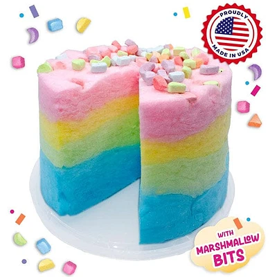 PartyPuffs Cotton Candy Cake Tub (4.2oz) Sliceable Rainbow Candy Floss