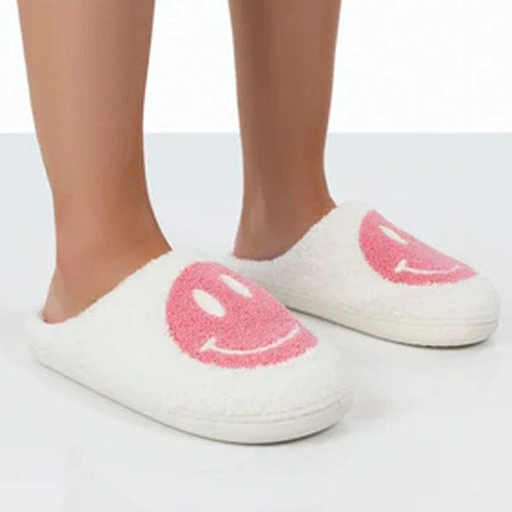 Smiley Face Plush Slippers for Indoors & Outdoors