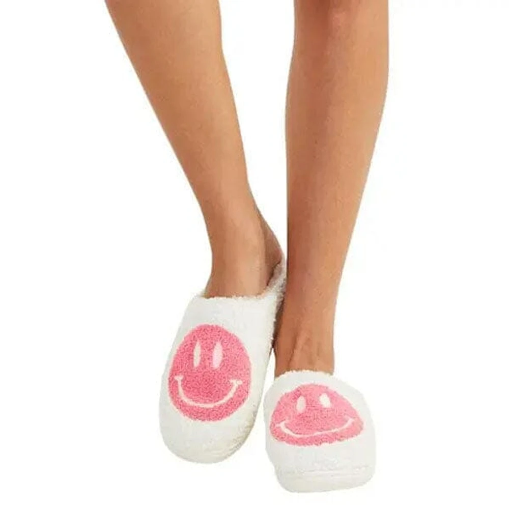 Smiley Face Plush Slippers for Indoors & Outdoors