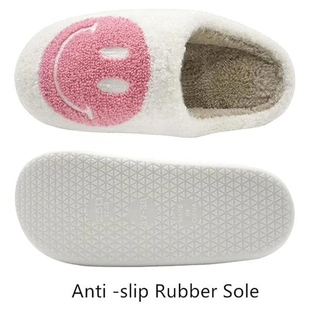 Smiley Face Plush Slippers for Indoors & Outdoors