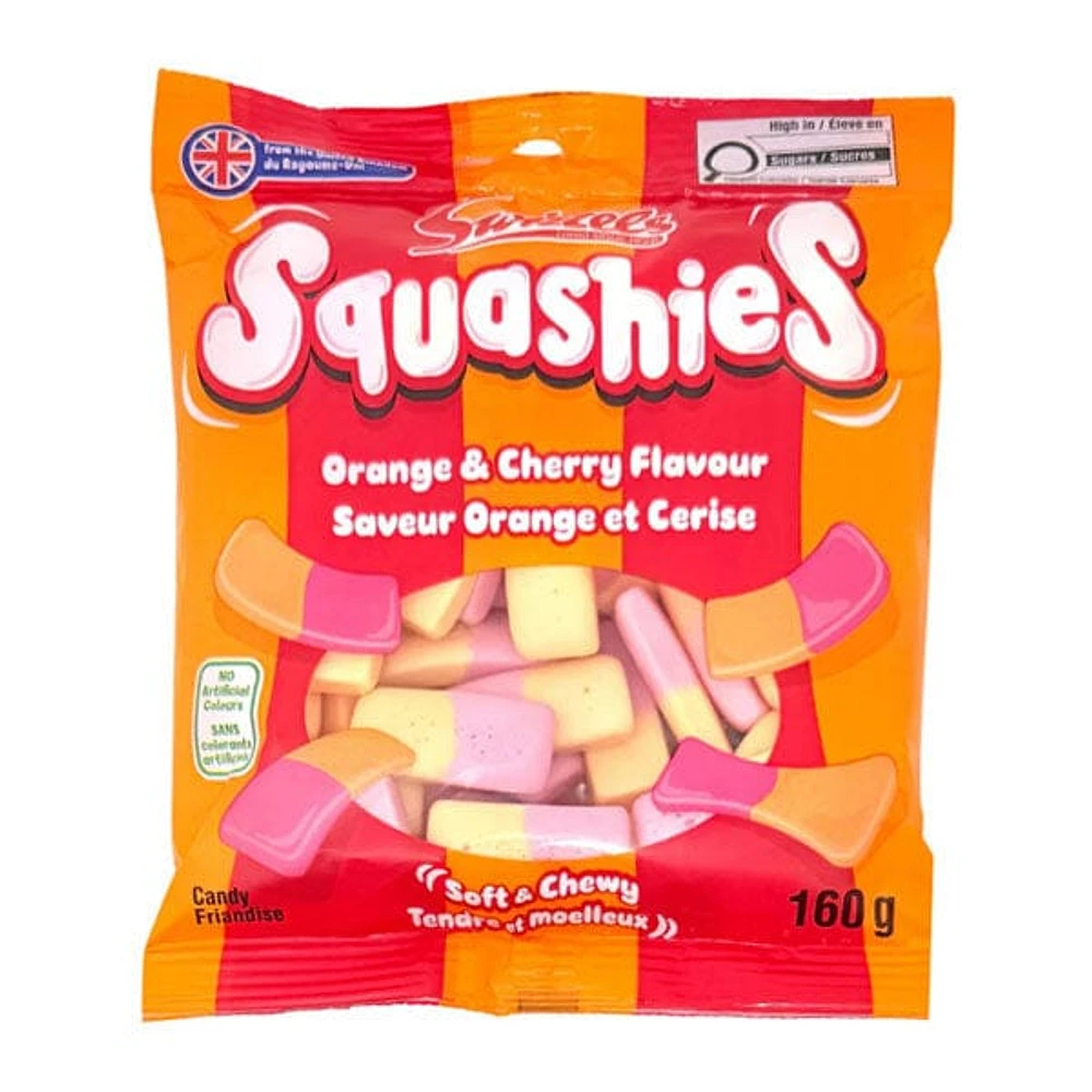 Swizzels Squashies Orange & Cherry Flavor Gummy Candy (160g) Imported From England