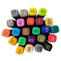 TouchHero Double-Sided Alcohol Based Markers (24 Pack) 1mm & 6mm Tips