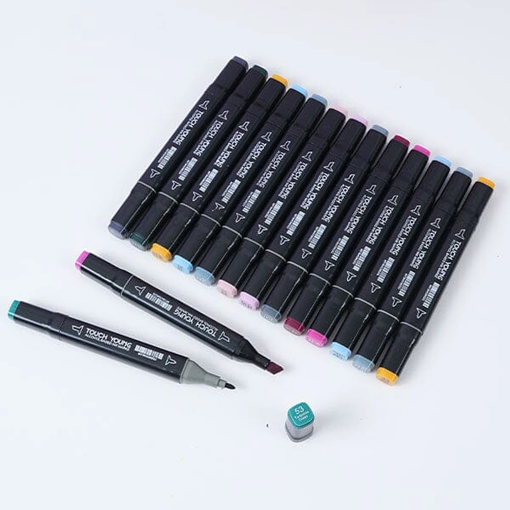 TouchHero Double-Sided Alcohol Based Markers (24 Pack) 1mm & 6mm Tips