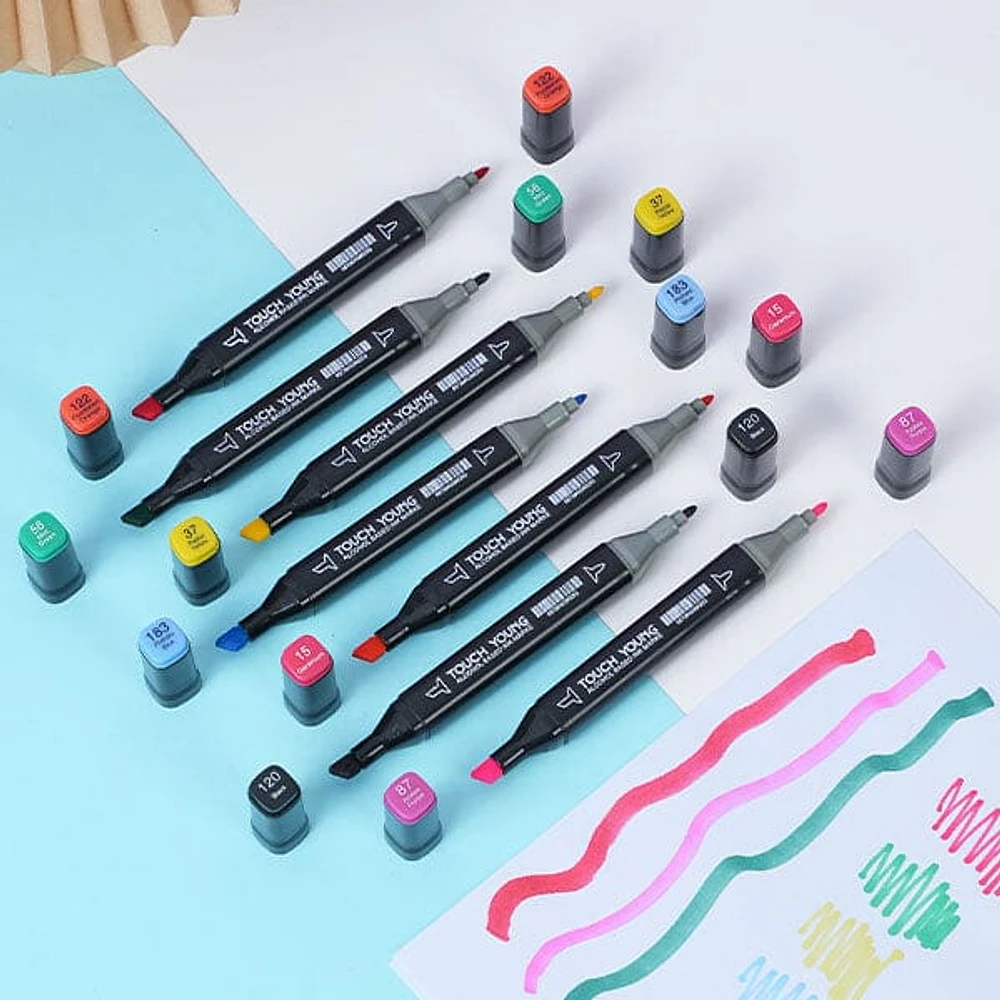 TouchHero Double-Sided Alcohol Based Markers (24 Pack) 1mm & 6mm Tips