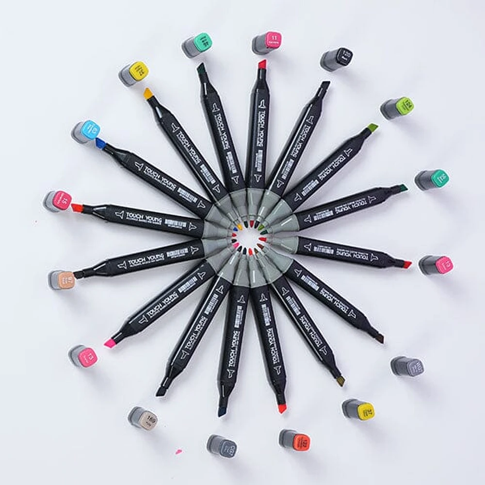 TouchHero Double-Sided Alcohol Based Markers (24 Pack) 1mm & 6mm Tips