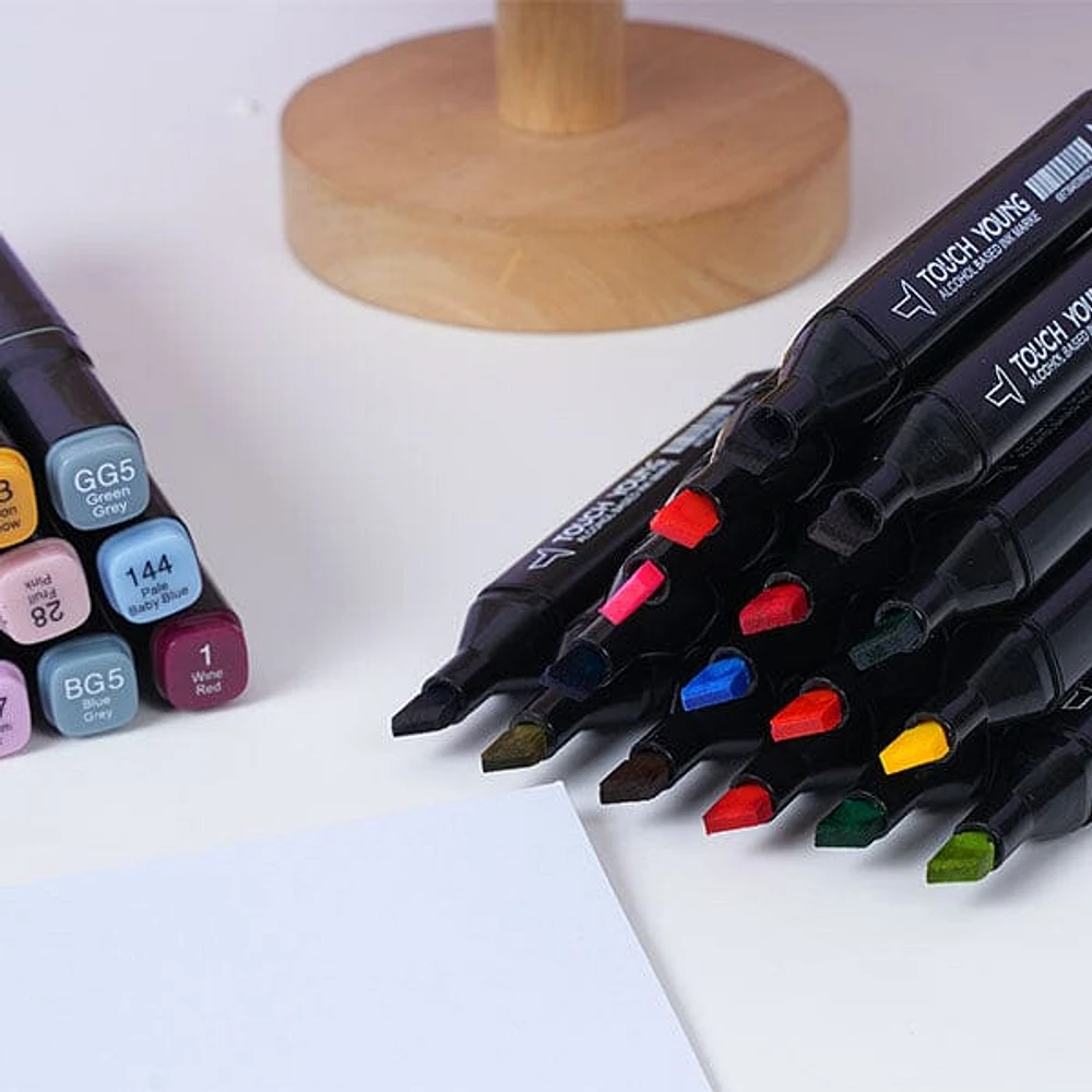 TouchHero Double-Sided Alcohol Based Markers (24 Pack) 1mm & 6mm Tips
