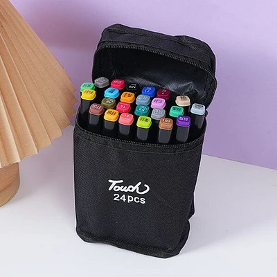 TouchHero Double-Sided Alcohol Based Markers (24 Pack) 1mm & 6mm Tips