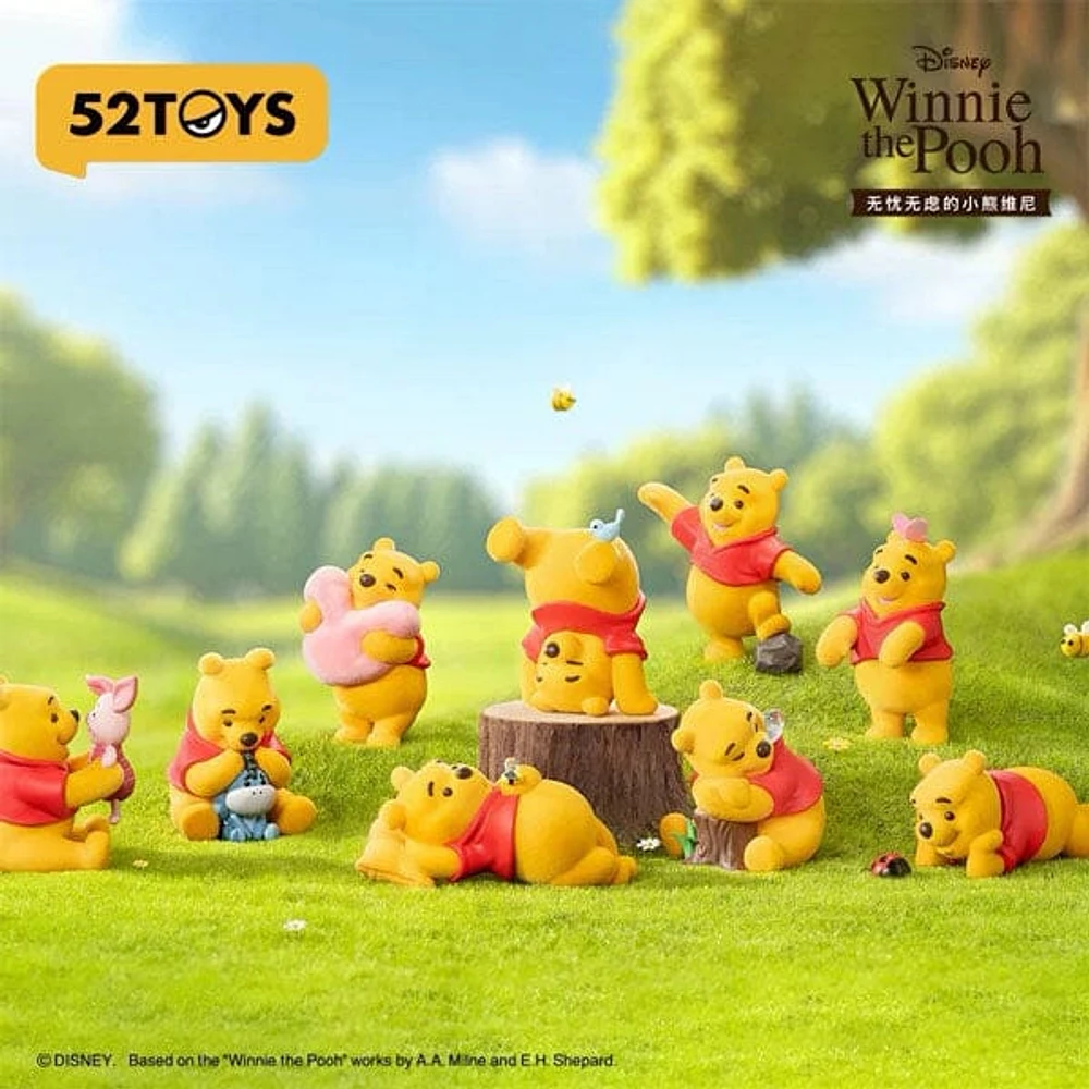 52TOYS Disney Winnie The Pooh Carefree Series Flocked Figurine Blind Box (1pc)