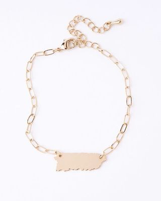 14k Gold Plated Puerto Rico Square Chain Bracelet