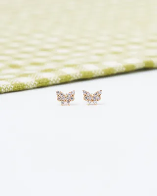 14K Plated Shiny Butterfly Post Earrings