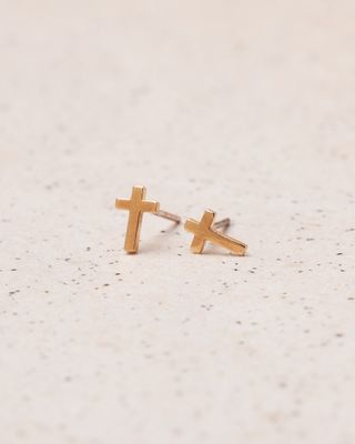 14K Plated Cross Post Earring