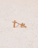 14K Plated Cross Post Earring