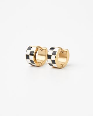 14K Plated Checkers Earring