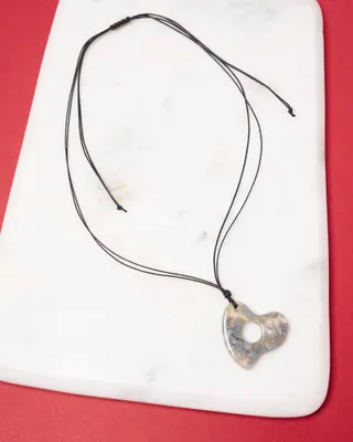 Gray Heart Stone Necklace
