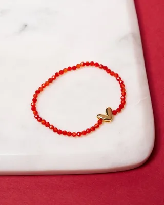 Red Heart Beaded Bracelet