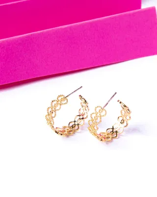 18K Plated Queen Hoops