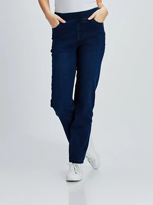 Straight leg pull-on jeans