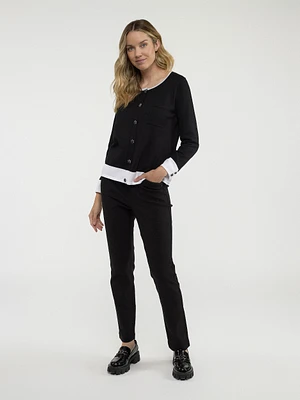 Long-sleeve semi-fitted knit bolero