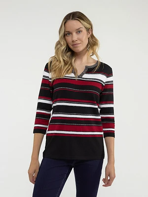 3/4-sleeve pullover sweater