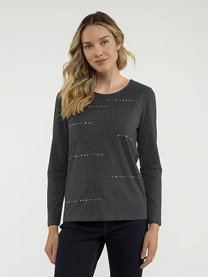 Long-sleeve semi-fitted t-shirt