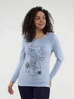 Long-sleeve semi-fitted t-shirt