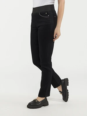 Narrow-leg pull-on jeans