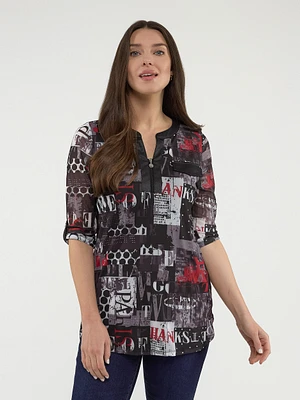Long-sleeve semi-fitted t-shirt
