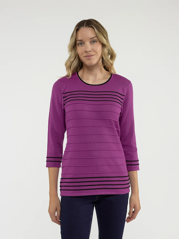 3/4-sleeve pullover sweater