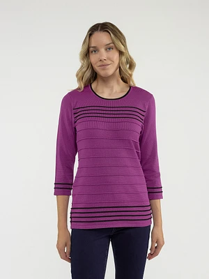 3/4-sleeve pullover sweater