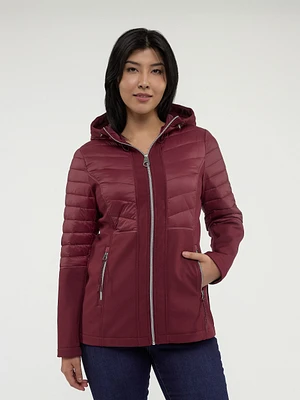 Mid thight semi-fitted soft shell jacket